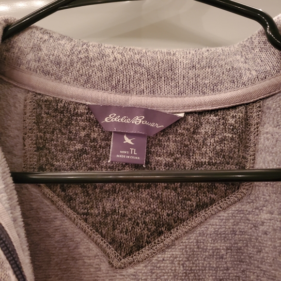 Eddie Bauer Gray Men's Fleece Lined Half Zip Sweater - Picture 3 of 6